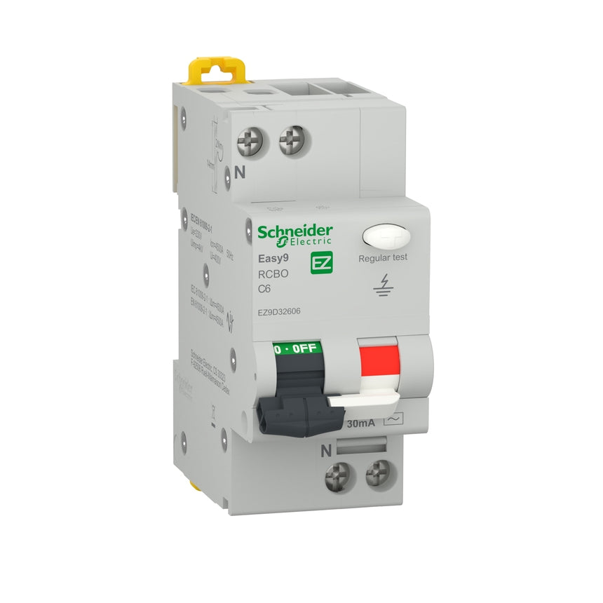 Disjunctor diferential Easy9, 1P+N, 4500 AC, 30mA, C, 6A