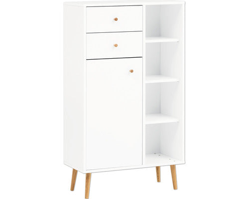 Dulap Baie Asezat Jonte 670, 1 Usa 2 Sertare, PAL, 67,1x118,9 cm, Alb