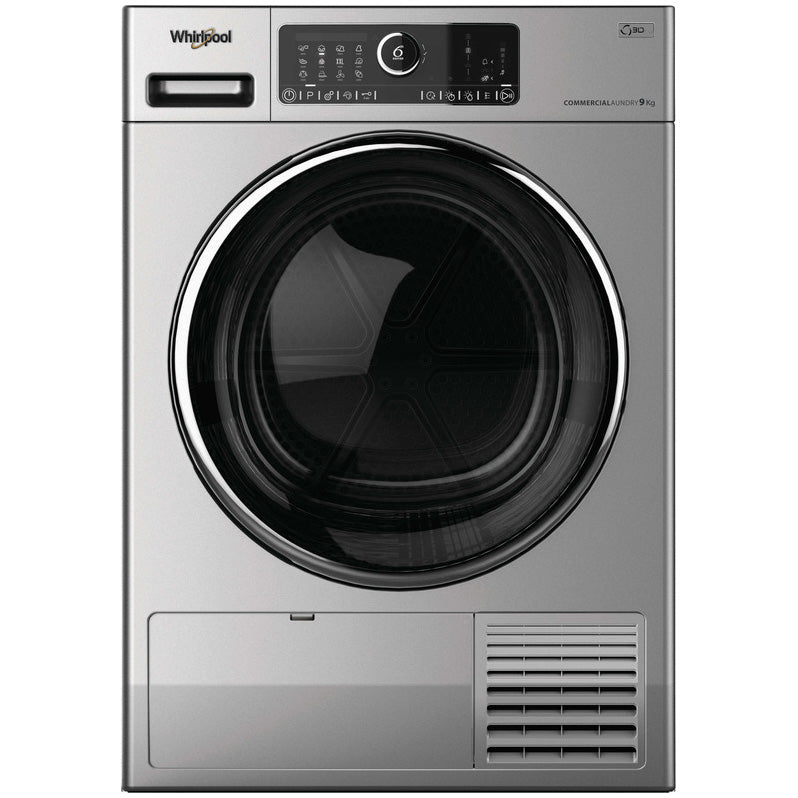 Uscator de rufe profesional Whirlpool AWZ 9HPS/PRO, Pompa de cladura, 9 kg, Clasa A++, Fresh Care+, Soft Move, 6th Sense, 3DRY, Argintiu