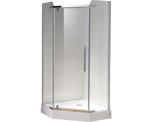 Paravan de dus pentagonal Belform Clear, profil cromat batant, 90x90 cm
