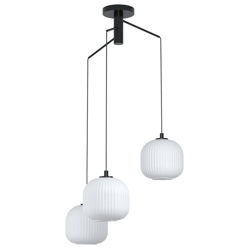 Lustra EGLO MANTUNALLE 99368, E27 3X40W IP20, Otel Negru, Sticla alba