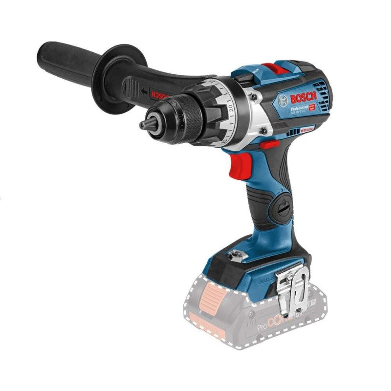 Masina de gaurit si insurubat (bormasina) pe acumulator Bosch Professional GSR 18V-110 C Solo, 18 V, 2100 RPM, 85 Nm, manel auxiliar, valiza L-Boxx, fara acumulator/incarcator