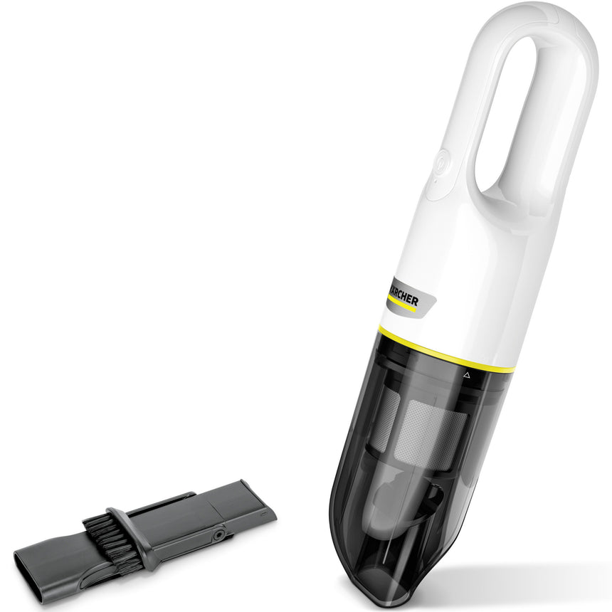 Aspirator de mana Karcher CVH 2, 70 W, recipient 150 ml, 7.2 V, filtru HEPA, duza de curatare 2 in 1, incarcator, 1.198-330.0, Alb/Negru