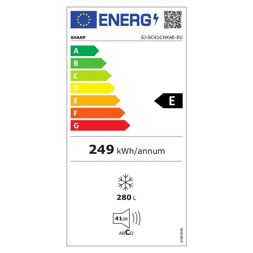 Congelator SHARP SJ-SC41CHXAE-EU, No Frost, 280 l, H 186 cm, Clasa E, Negru