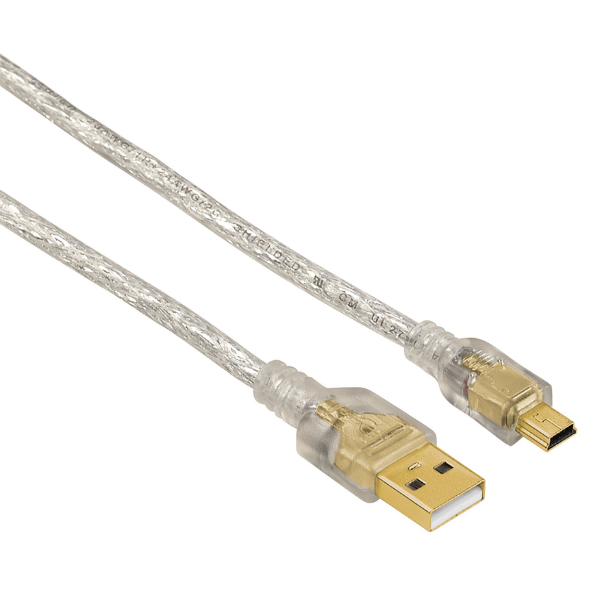 Cablu HAMA Mini USB 2.0, dublu ecranat, transparent, 0.75m
