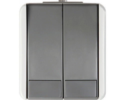 Intrerupator Dublu & Cap-scara Tem Fontana Ip44 Gri, Montaj Aplicat