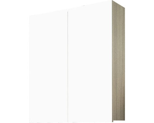 Dulap baie cu oglinda Savini Due Corallo, 2 usi, PAL/sticla lustruita, 60x71 cm stejar natur