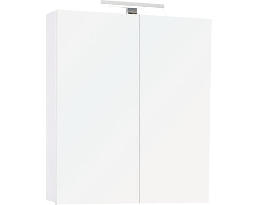Dulap baie cu oglinda Fly, iluminare LED, PAL, 60x72 cm, alb lucios, IP 44