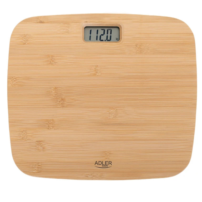 Cântar de Baie Adler AD 8173, Bambus Natural, 150 kg, Precizie 100 g, Afișaj LCD, Auto ON/OFF