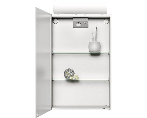 Dulap baie cu oglinda Jokey Single, cu iluminare, aluminiu, 45x77 cm, IP 20