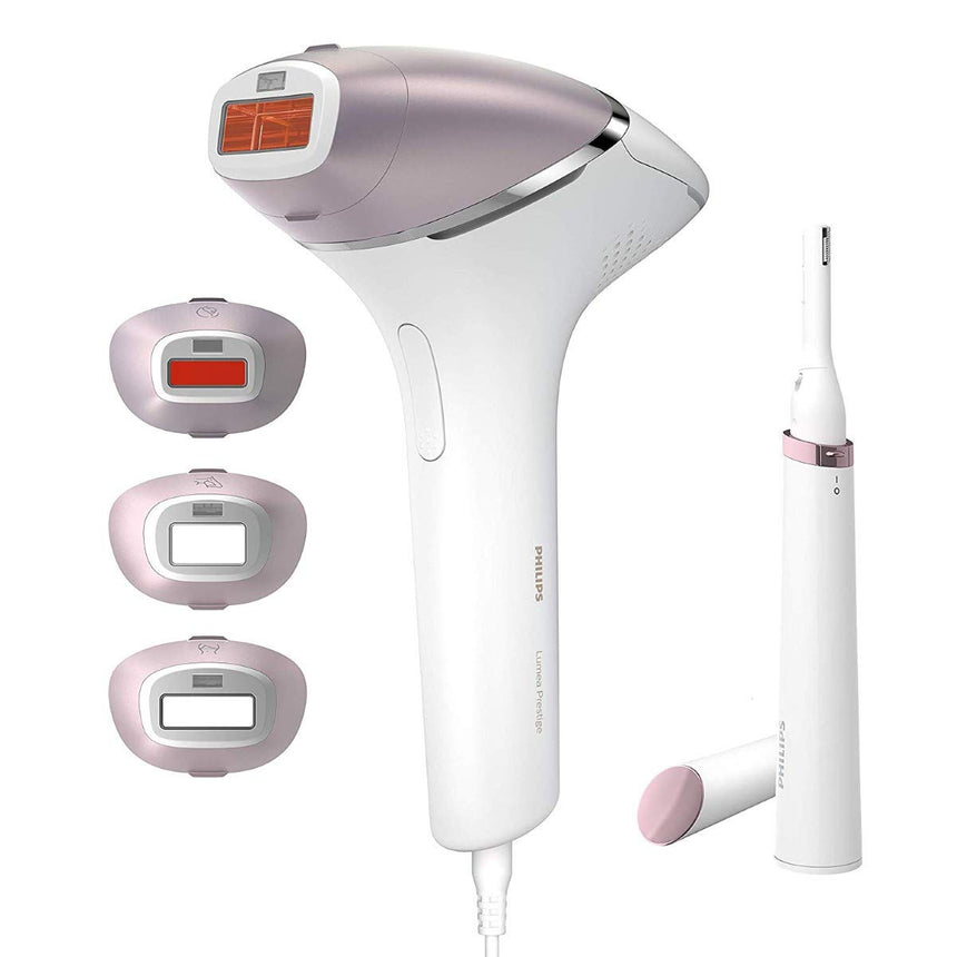 Epilator IPL Philips Lumea BRI949/00, 450000 impulsuri, senzor SmartSkin, 4 atasamente, trimmer inclus, alb/roz