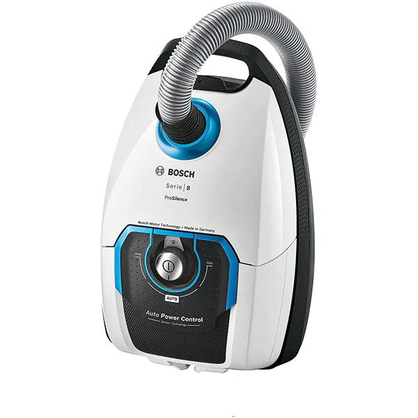 Aspirator cu sac Bosch Serie 8 Pro Silence BGL8SIL6, capacitate sac 5L, sistem Automatic Power Control, tehnologie Power Protect, fabricat in Germania, 800 W, Alb