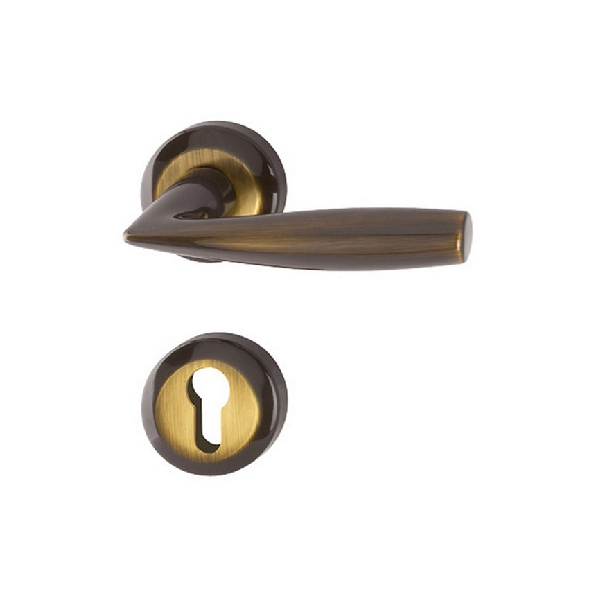Maner usa interior, Hoppe Vitoria, cu rozeta pentru cilindru, material alama, bronz antic, 123x52mm