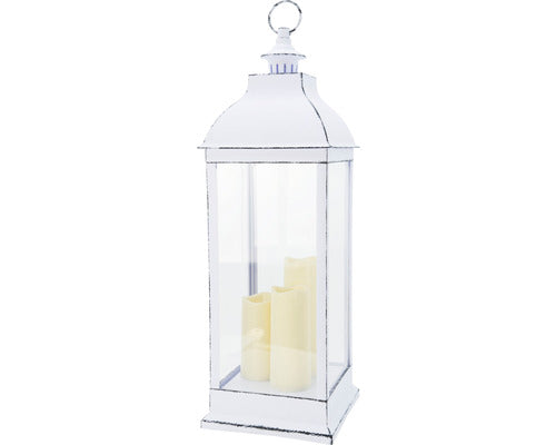 Felinar Cu Lumanare Lafiora 3 Led-uri H 71 Cm Alb