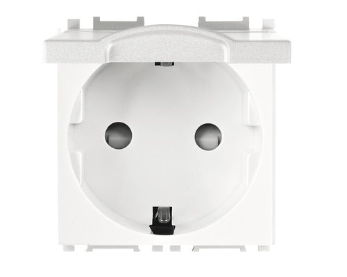 Priza Simpla Cu Impamantare Thea Optima, Capac De Protectie, Alba