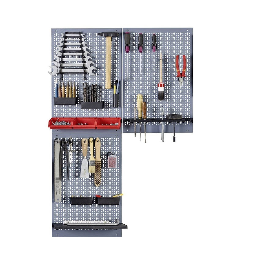 Kit 3 panouri perforate verticale cu set 12 carlige, 1200x600x10 mm