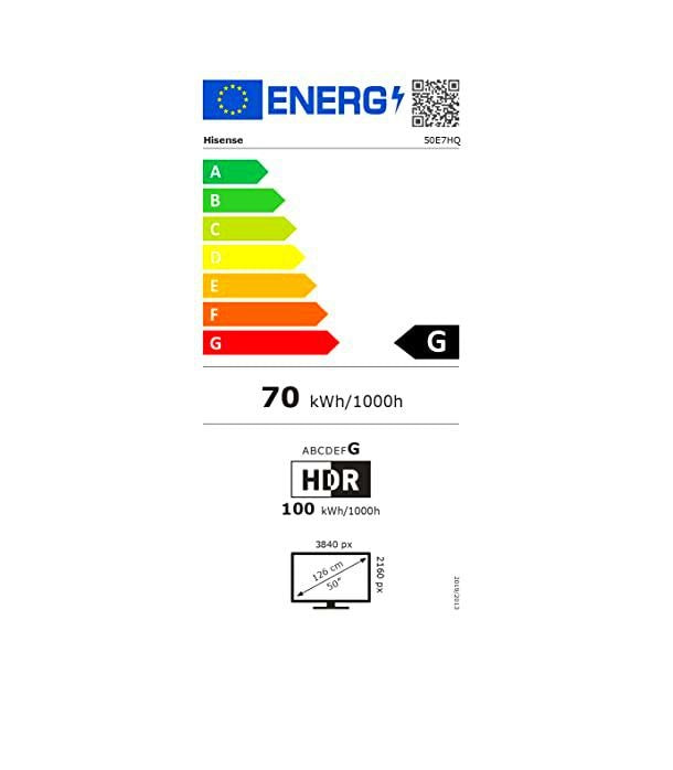 Televizor, Hisense, 50E7HQ, Smart, QLED, 127 cm, 4K, Ultra HD, Negru