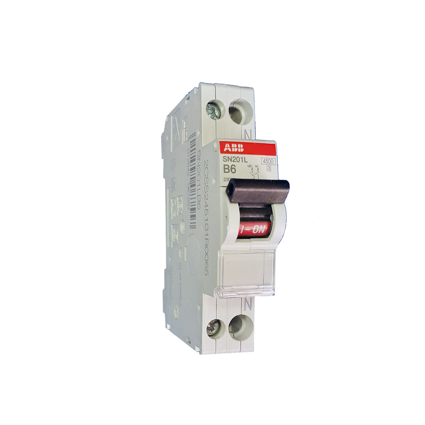 Siguranta automata faza+nul ABB SN201L-B6, curent nominal 6 A, 1P+N, curba declansare B