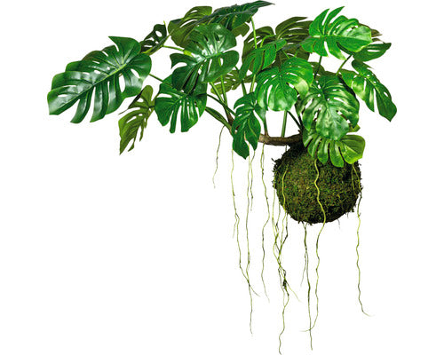 Planta Artificiala Monstera Cu Bila Muschi H 80 Cm Verde