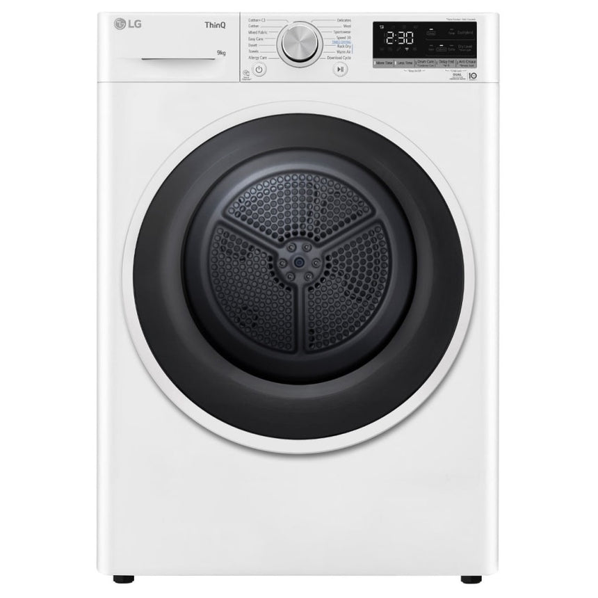 Uscator cu pompa de caldura LG RH90V5AV6N, 9 kg, 14 programe, LG ThinQ, clasa energetica D, Alb