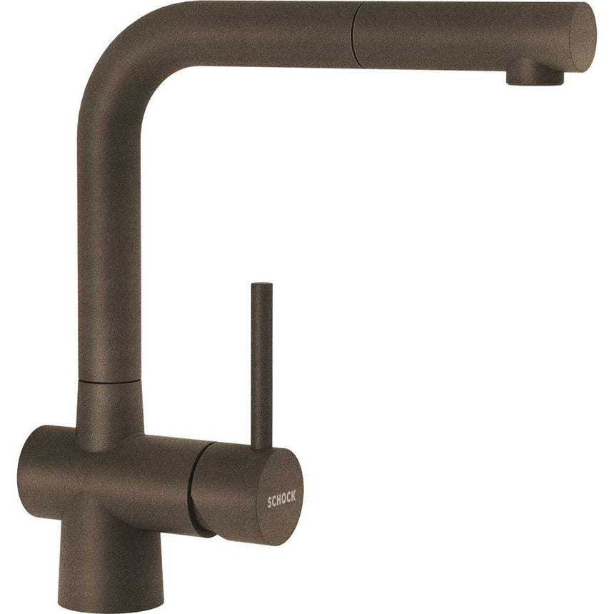Baterie granit Schock Laios Bronze Cristadur cu Dus Extractibil, finisaj granit, rotatie tija la 360 grade