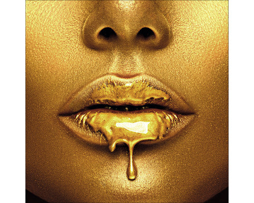 Tablou Sticla Golden Lips I 50x50 Cm