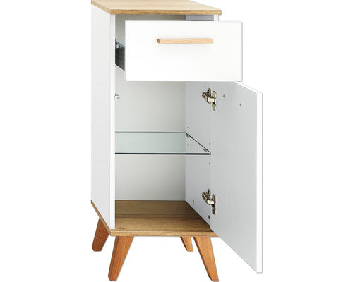 Dulap baie asezat PELIPAL Noventa, 1 usa 1 sertar, MDF, 89,5x35,5 cm, alb