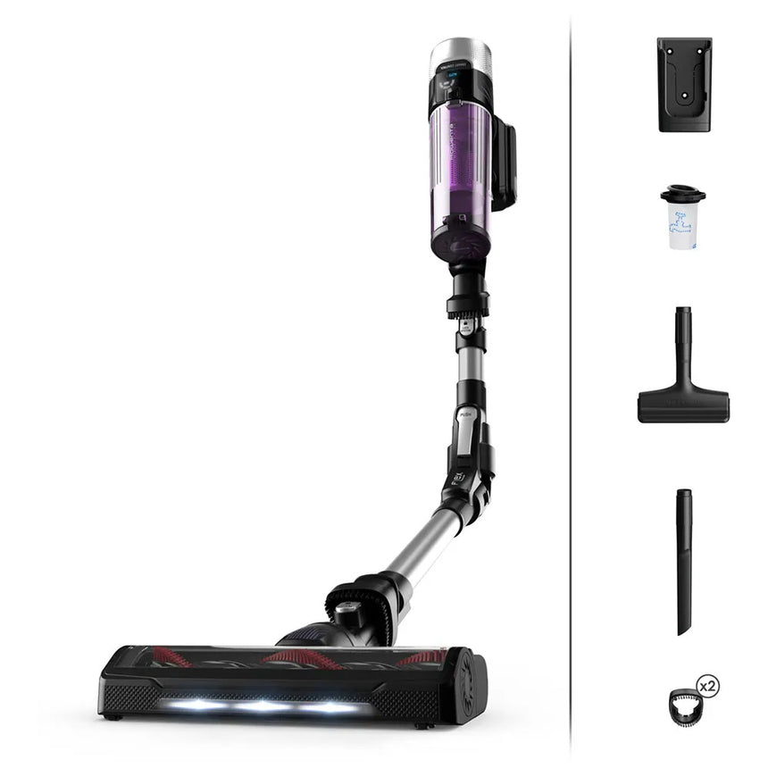 Aspirator vertical Rowenta X-Force Flex 9.6 Allergy RH2037WO, 0.4l, 18V, autonomie max 45 min, violet-negru