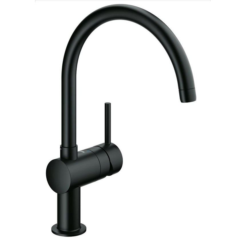 Baterie de bucatarie Grohe Minta 32917KS0, 3/8'', tip C, pipa inalta, pivotanta, mat, Negru