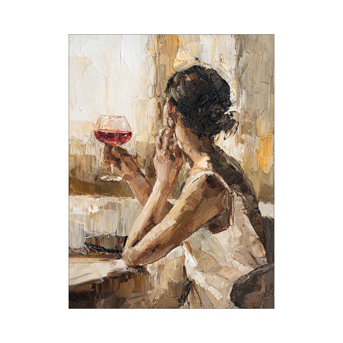 Tablou canvas girl with wine glass, 57x77 cm