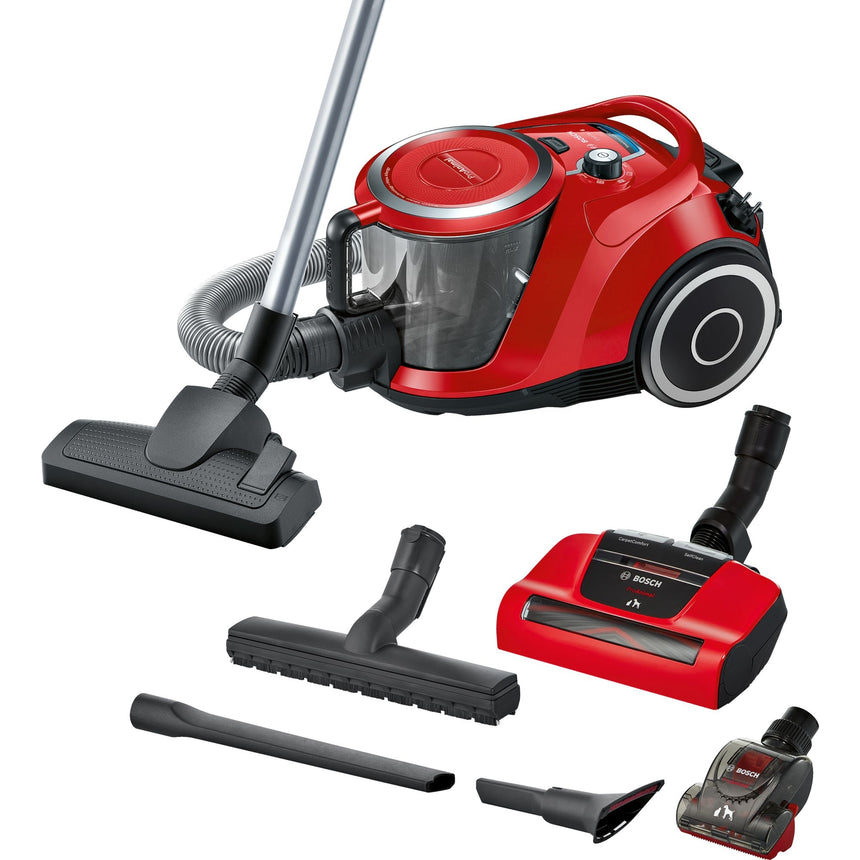 Aspirator fara sac BOSCH ProAnimal BGS41PET1, 750W, 2.4L,72dB, perie Air Turbo PLUS, sistem Easy Clean, rosu/negru