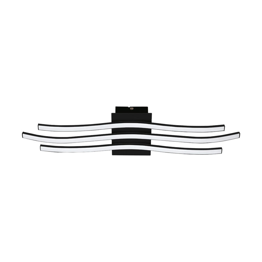 Plafoniera RONCADE 1, EGLO, LED, 21W, 2400 lm, lumina calda, otel, negru, aluminiu, plastic, alb, 65 x 13 x 4.5 cm