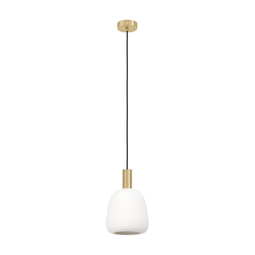 Lustra pe cablu, Eglo MANZANARES 1xE27/40W/230V, Metal/Sticla, Alb/Auriu