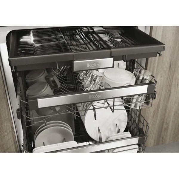 Masina de spalat vase incorporabila Haier XIB 6B2S3FS , 16 seturi, 12 programe, Aquastop, Senzor incarcare, WiFi, Motor BLDC inverter, Clasa B, 60 cm