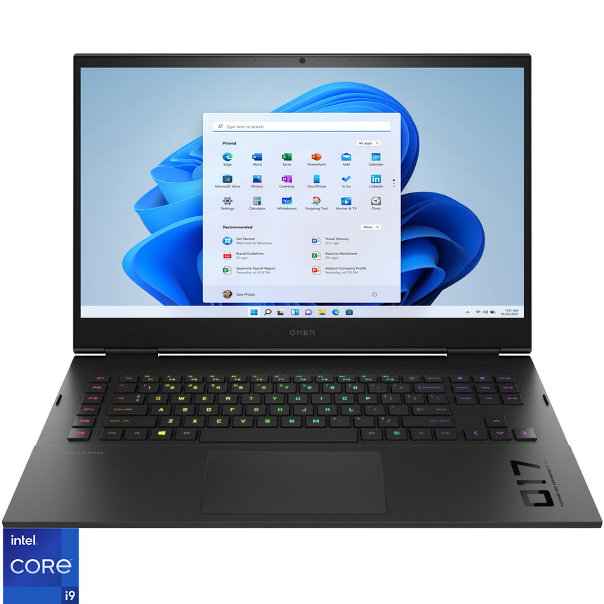 Laptop HP Gaming 17.3'' OMEN 17-ck0013nq, QHD IPS 165Hz, cu procesor Intel® Core™ i9-11900H, 32GB DDR4, 512GB SSD, GeForce RTX 3080 16GB, Windows 11 Home, Shadow Black