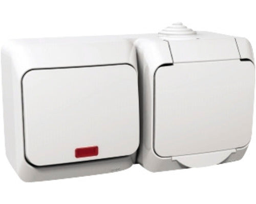Intrerupator Cap-scara & Priza Schneider Cedar Plus Ip44 Alb, Montaj Aplicat Orizontal
