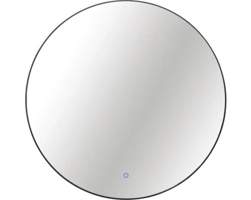 Oglinda Baie Cu Led Cordia Round Line Blacklight Ø 80 Cm Rama Neagra Senzor Touch Ip 44