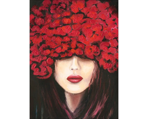 Tablou Canvas Head With Flowers Ii 84x16 Cm