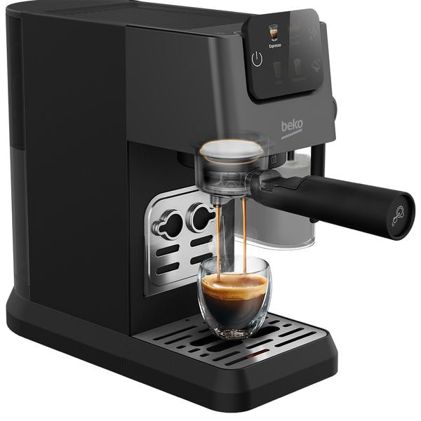 Espressor Manual 3in1 BEKO CEP5464DX, 1.1l, 1600W, 20 Bar, Sistem Cappuccino, Negru