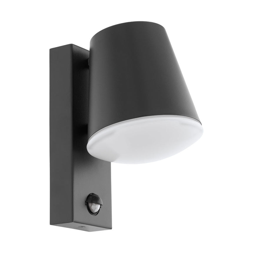 Aplica exterior cu senzor, Caldiero, EGLO, 1xE27, otel placat cu zinc, antracit, plastic, alb, 24 x 18.5 x 14 cm, IP44