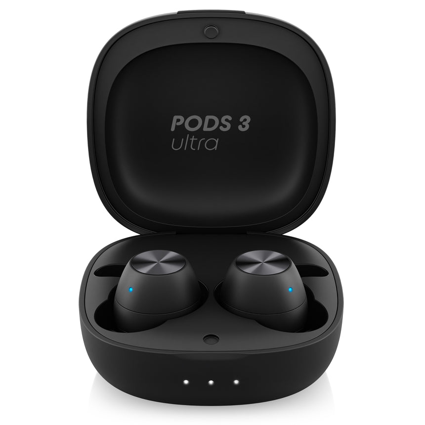 Casti audio in-ear Niceboy HIVE Pods 3 Ultra, True Wireless, Bluetooth 5.1, Microfon, asistent vocal, mod Gaming, aplicatie mobila, control tactil, IP55, incarcare rapida, autonomie de pana la 33 ore, Negru