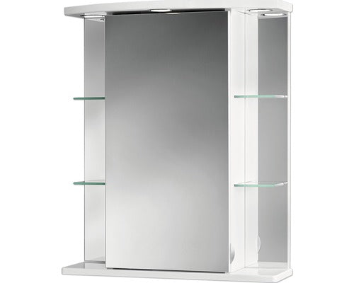 Dulap baie cu oglinda Jokey Havana, iluminare LED, etajere laterale, PAL, 55x66 cm, alb, IP 20