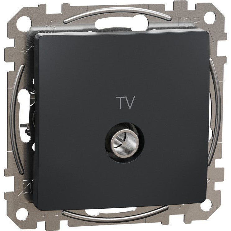 Priza TV, Schneider Electric, IP20, 4dB, 35 x 73 x 73 mm, Negru