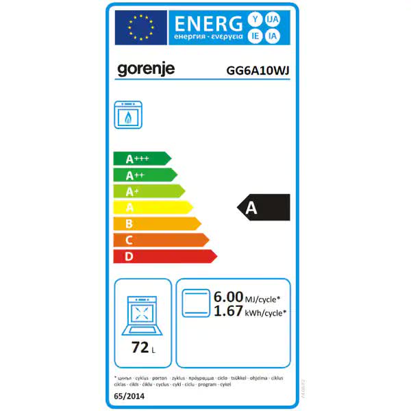 Aragaz GORENJE GG6A10WJ, Gaz, 4 Arzatoare, L 60 cm, Alb