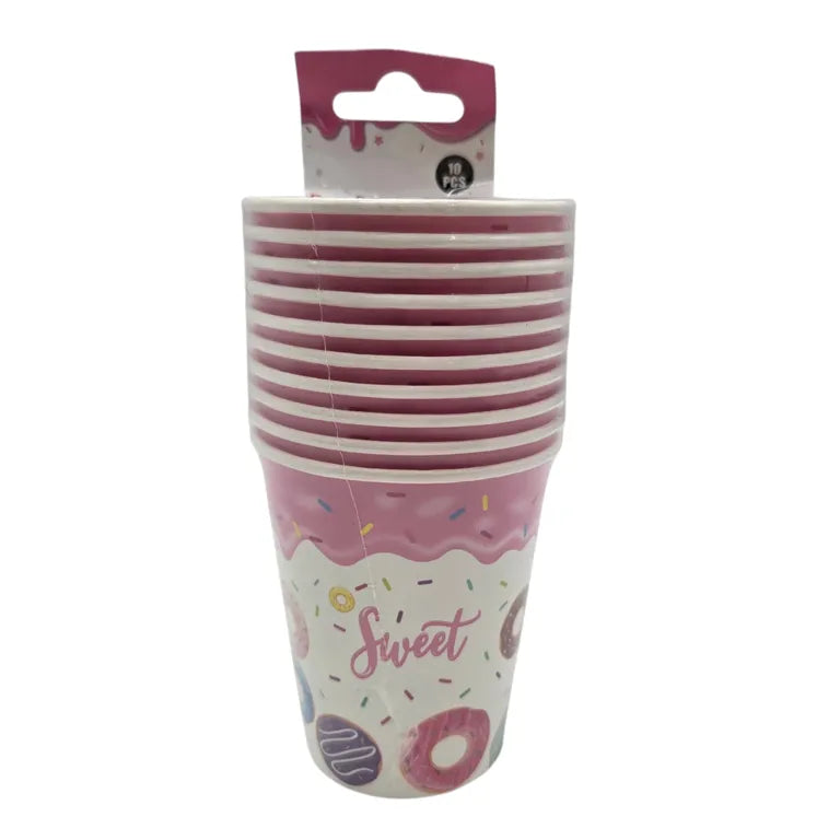 Set 10 Pahare din Carton 250 ml, Roz, pentru Petreceri, Picnic, Aniversări și Băuturi Reci