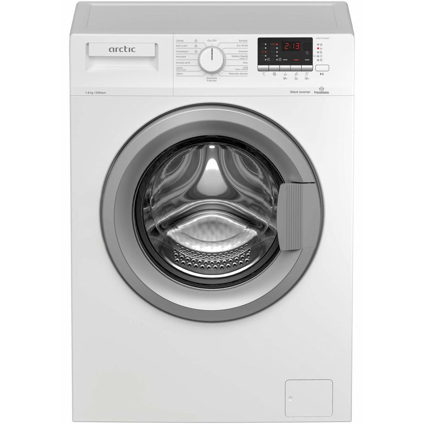 Masina de spalat rufe Arctic APL81221XLW5, 8 Kg, 1200 RPM, Ecran LCD, ExtraSteam, Clasa A, Motor Silent Inverter, Add-In, DrumClean+Steam, Alb