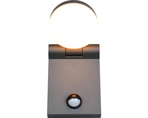 Aplica Cu Led Integrat Adour 10w, Senzor De Miscare, Lumina Reglabila, Pentru Exterior Ip44, Antracit Mat