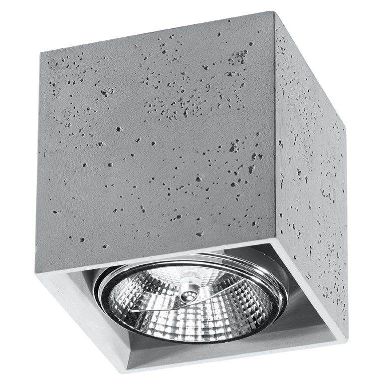 Lampa de tavan Valde gri beton 1 bec patrat industrial de interior