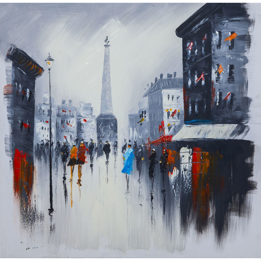 Tablou pictat manual Parisian way, Mendola Interior, 80x80 cm