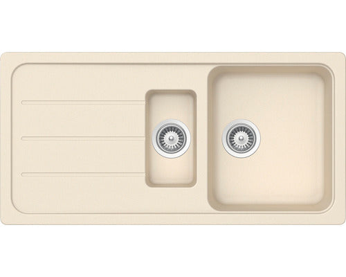 Chiuveta Bucatarie Cu 1 Cuva + ½ Schock Formhaus D-150l 100x50 Cm, Cu Picurator, Reversibila, Cristalite Moonstone
